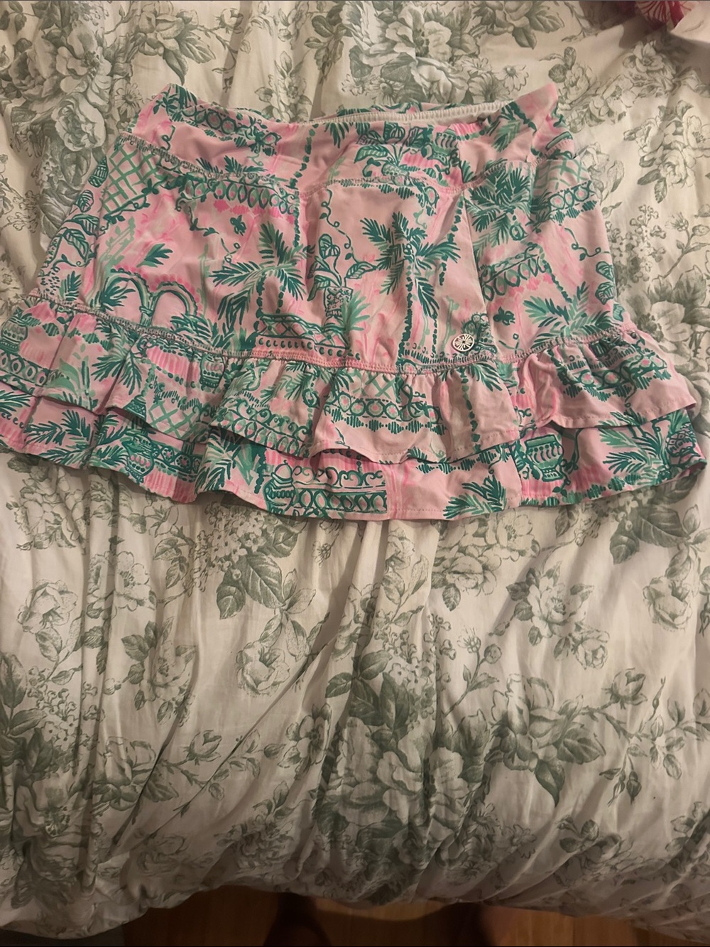 Pink Tropical Print Ruffle Mini Skirt Lilly Pulitzer
